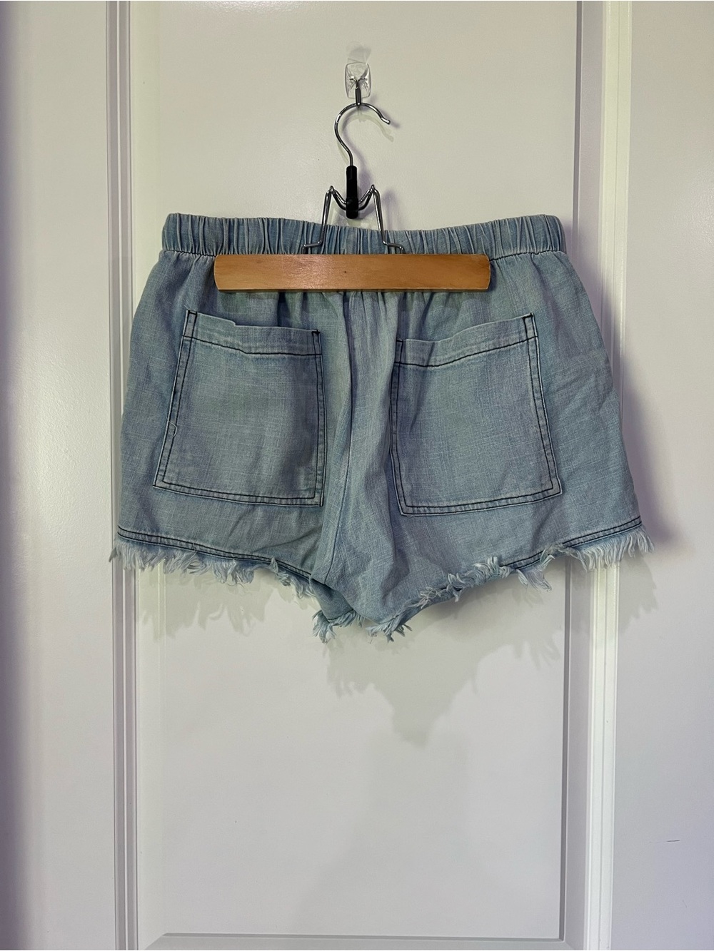 Dress Forum Light Blue Denim Shorts with Elastic Waist